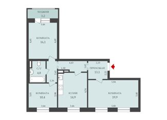 Продам трехкомнатную квартиру, 79.2 м2, Санкт-Петербург, проспект Королёва, 48к1, Приморский район