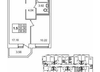 Продажа 1-комнатной квартиры, 35 м2, Мурино, ЖК Северный, улица Шоссе в Лаврики, 72к2