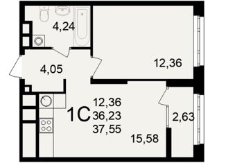 Продается 2-ком. квартира, 38 м2, Рязань, Куйбышевское шоссе, 19, Октябрьский административный округ