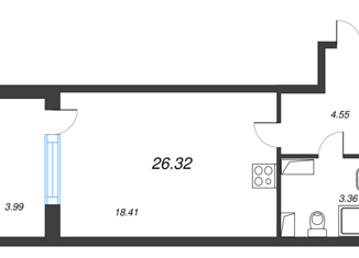 Продается квартира студия, 26.32 м2, Санкт-Петербург, метро Елизаровская, проспект Обуховской Обороны, 36