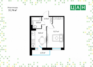 Продаю однокомнатную квартиру, 31.74 м2, Свердловское городское поселение