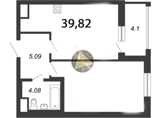 Продажа 1-комнатной квартиры, 39.82 м2, Санкт-Петербург, Московский проспект, 71к2, метро Фрунзенская