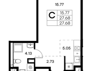 Продам квартиру студию, 27.68 м2, городской посёлок Новоселье, Большая Балтийская улица, 6