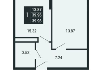 Продается 1-комнатная квартира, 39.96 м2, село Мирное