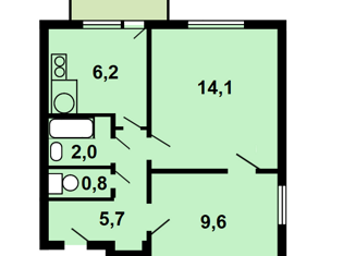 Продаю 2-комнатную квартиру, 38.4 м2, Москва, улица Народного Ополчения, 37к1, район Щукино