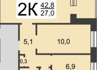 Продается 2-комнатная квартира, 42.8 м2, Нижний Новгород, улица Челюскинцев, 15, микрорайон Соцгород-5
