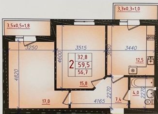 Продаю 2-комнатную квартиру, 58 м2, посёлок Новая Адыгея, Бжегокайская улица, 31/1к1