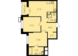 Продажа двухкомнатной квартиры, 64.2 м2, Калужская область, улица Славского, 10