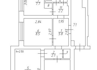 Трехкомнатная квартира на продажу, 58 м2, Краснодар, Сормовская улица, 104, микрорайон Комсомольский