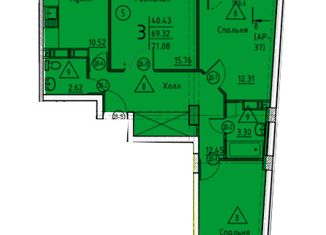 Продам 3-комнатную квартиру, 71.08 м2, Пензенская область, улица Генерала Глазунова, с11