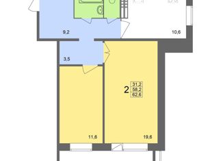 Продаю 2-ком. квартиру, 58.2 м2, Екатеринбург, Гончарный переулок, 4, Гончарный переулок