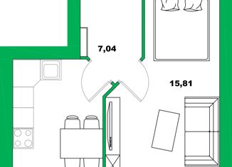 1-ком. квартира на продажу, 39.5 м2, село Зубово, улица Игоря Талькова, 5