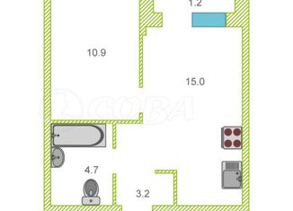 Продам 1-ком. квартиру, 35 м2, Тюмень, Полевая улица, 117к7, ЖК Озёрный Парк