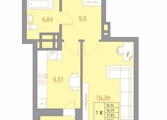 Продам 1-ком. квартиру, 39 м2, Ростов-на-Дону, ЖК Новый Горизонт, Тибетская улица, 1В