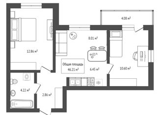 Продается 3-комнатная квартира, 46.21 м2, Новосибирск, улица Ясный Берег, 25, ЖК Ясный Берег