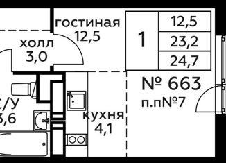 Квартира на продажу студия, 24.7 м2, Балашиха, улица Романычева, 3