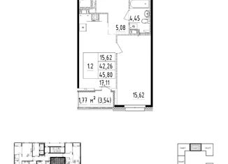 Продаю 1-ком. квартиру, 42.7 м2, Санкт-Петербург, ЖК Чёрная Речка, Белоостровская улица, 10к2