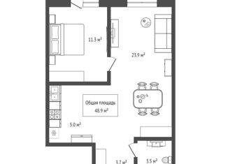 Продажа 2-ком. квартиры, 52 м2, посёлок Октябрьский, Октябрьская улица