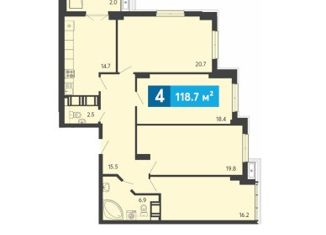 4-комнатная квартира на продажу, 118.7 м2, село Засечное, Прибрежный бульвар, 5