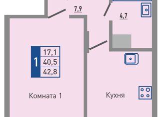 Продажа 1-ком. квартиры, 42.7 м2, Орёл, Зареченская улица, 4к3, Заводской район