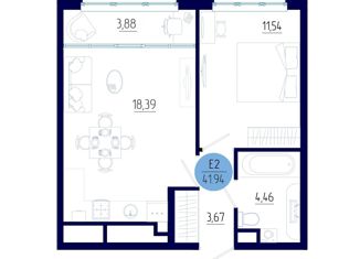 Продаю 1-ком. квартиру, 41.94 м2, село Дядьково, проезд Бульвар Оптимистов, 6