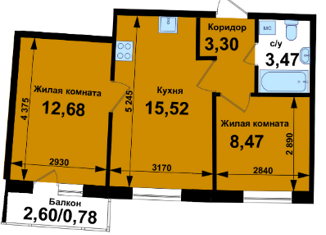 Продается 2-комнатная квартира, 44.22 м2, Кстово, ЖК Ватсон, 6-й микрорайон, 35А