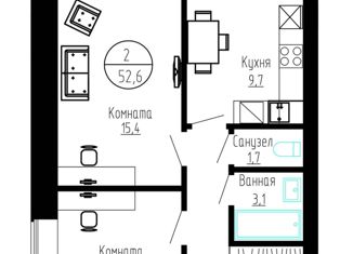 Продаю 2-комнатную квартиру, 52.6 м2, посёлок Московский, Новая улица, 17