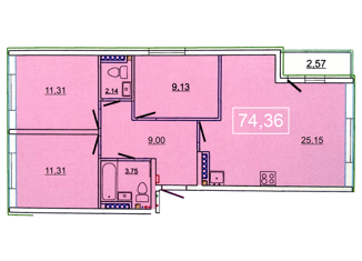 3-ком. квартира на продажу, 73 м2, Сосновый Бор, Моховая улица, 2