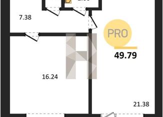 Продам 2-ком. квартиру, 49.79 м2, Воронежская область, Полевая улица, 22А/4