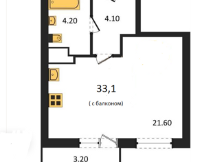 Продам квартиру студию, 33.1 м2, Самара, Съездовская улица, 11, ЖК Логика