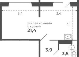 Продаю квартиру студию, 28.8 м2, посёлок Садовый