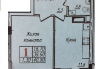 Продается однокомнатная квартира, 42.1 м2, Липецк, Елецкое шоссе, 5