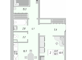 Продажа 2-ком. квартиры, 59 м2, Оренбургская область