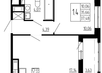 Продаю 1-комнатную квартиру, 37.5 м2, Санкт-Петербург, Манчестерская улица, 3, ЖК Светлана Парк