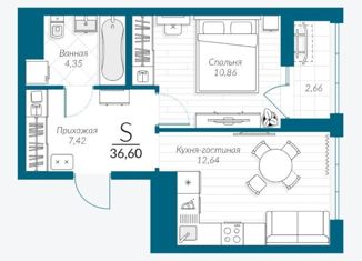 Продам 1-ком. квартиру, 36.6 м2, посёлок Петровский, Центральная улица, 3.2