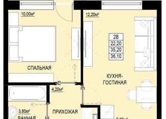 Продается 1-комнатная квартира, 36.1 м2, Ревда, Спортивная улица, 3