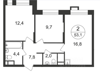 Продаю 2-ком. квартиру, 53.1 м2, Москва, 7-я фаза, к2