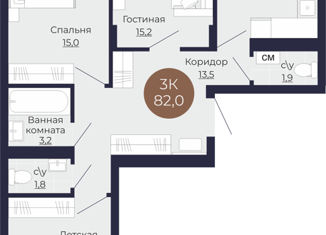 Трехкомнатная квартира на продажу, 82 м2, Новосибирск, метро Площадь Маркса, Новосибирская улица