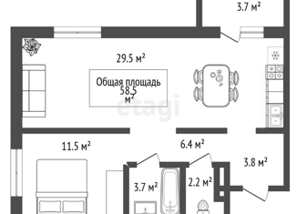 2-комнатная квартира на продажу, 58.5 м2, Новосибирск, метро Заельцовская, Игарская улица, 5