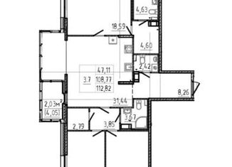 Продам трехкомнатную квартиру, 110.8 м2, Санкт-Петербург, набережная Чёрной речки, 9, набережная Чёрной речки