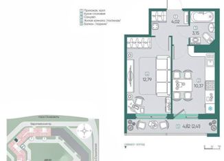 1-ком. квартира на продажу, 32.74 м2, Кудрово, Европейский проспект, 22, ЖК Европейский парк