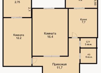 Продаю двухкомнатную квартиру, 51.8 м2, Краснодар, Ипподромная улица, 53, Центральный округ