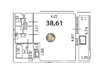 Продам квартиру студию, 38.61 м2, Санкт-Петербург, улица Одоевского, 17, улица Одоевского