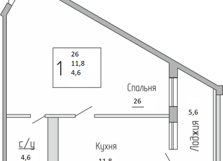 1-комнатная квартира на продажу, 42.4 м2, Краснодар, ЖК Резиденция, Кожевенная улица, 22/1