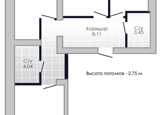 Продается трехкомнатная квартира, 72.96 м2, посёлок Пригородный, Центральная улица, 1А