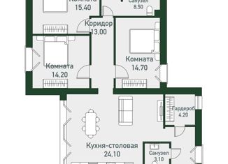 Продается 4-комнатная квартира, 102.3 м2, посёлок Западный