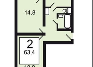 2-комнатная квартира на продажу, 64 м2, Москва, Краснодарская улица, 74к2, Краснодарская улица