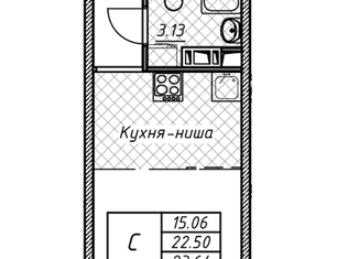 Продается квартира студия, 23.64 м2, Санкт-Петербург, Пискарёвский проспект, 144М, Пискарёвский проспект