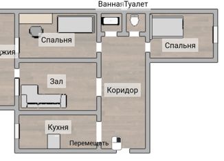 Трехкомнатная квартира на продажу, 60.3 м2, Тюмень, улица Льва Толстого, 33, Калининский округ