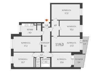 Продается 5-комнатная квартира, 122 м2, Рязанская область, улица Зубковой, 27